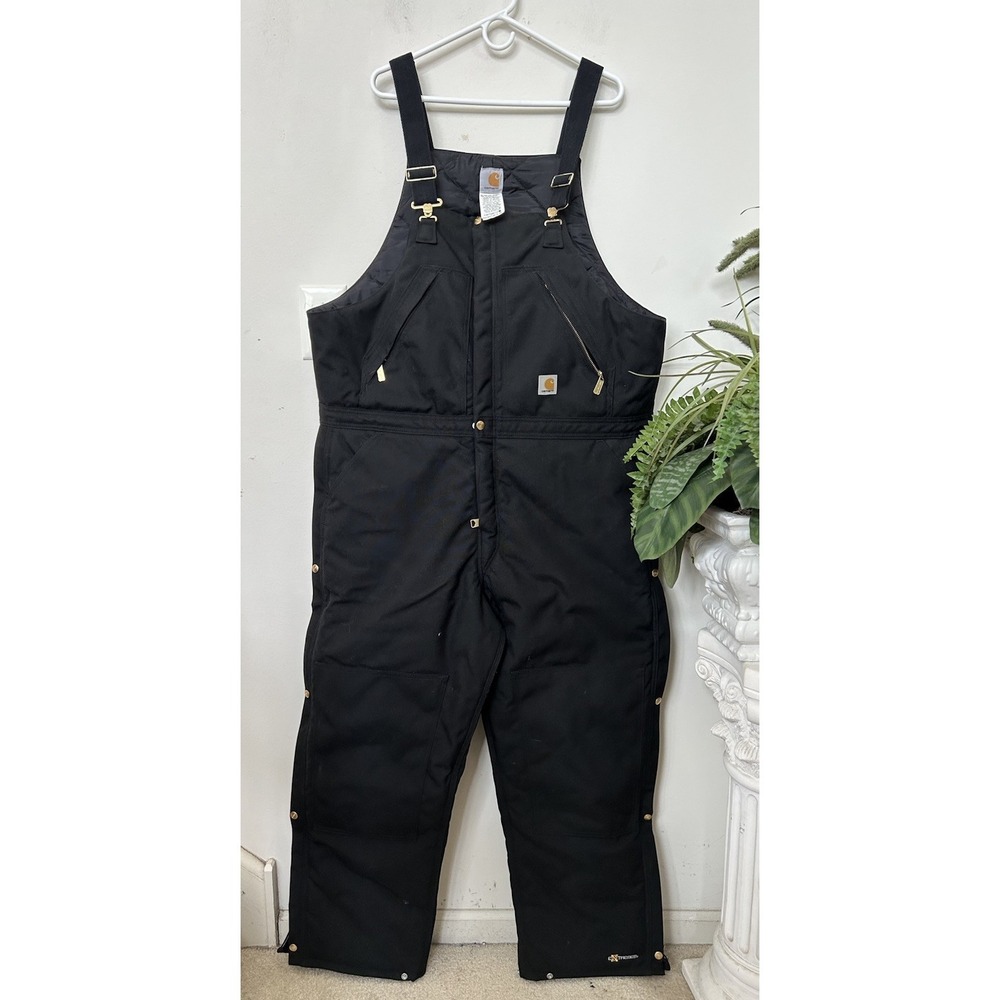 Carhartt Men's Extreme Yukon Arctic Quilt Insulated Bib Overalls R33-Black 42x30 - Picture 2 of 6